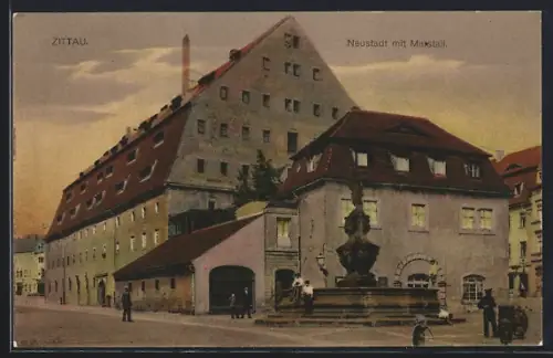AK Zittau, Neustadt mit Marstall
