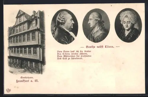 AK Alt-Frankfurt, Goethehaus, Goethe nebst Eltern