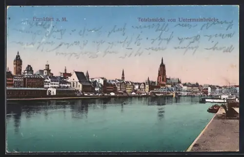 AK Frankfurt a. M., Totalansicht von Untermainbrücke
