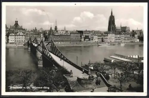 AK Alt-Frankfurt, Eiserner Steg, Mainufer, Dom