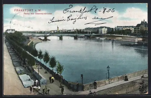 AK Frankfurt-Sachsenhausen, Partie mit Obermainbrücke