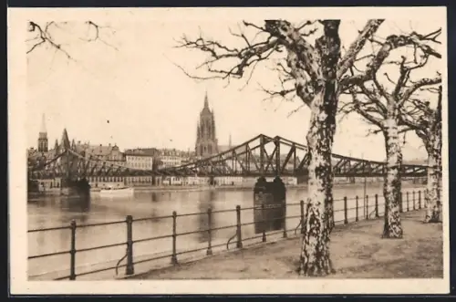AK Alt-Frankfurt, Eiserner Steg, Dom, Mainufer