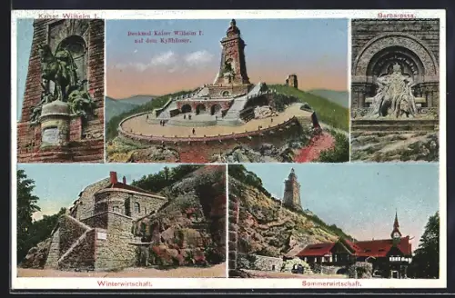 AK Kyffhäuser, Kaiser Wilhelm I.-Denkmal, Gasthaus Barbarossa
