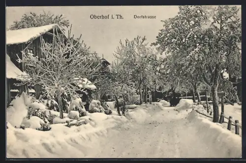 AK Oberhof i. Th., Dorfstrasse, Winteransicht
