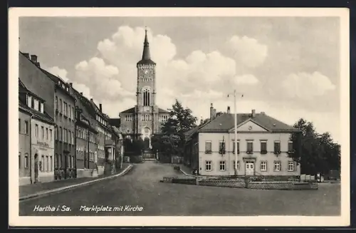 AK Hartha i. Sa., Marktplatz, Kirche