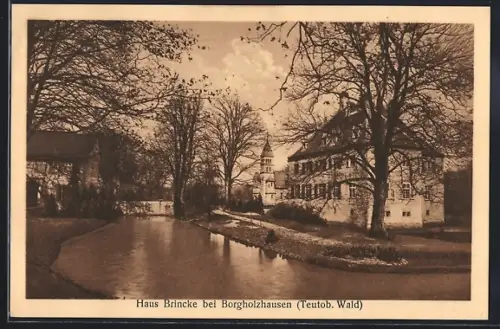 AK Borgholzhausen /Teutob. Wald, Haus Brincke mit Flusspartie