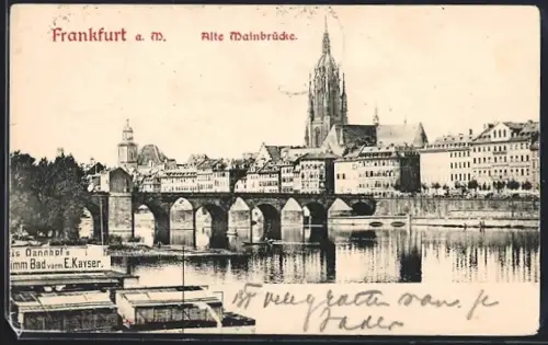 AK Frankfurt a. M., Alte Mainbrücke und Dom