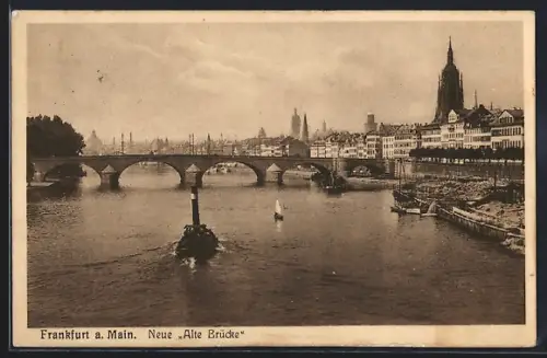 AK Alt-Frankfurt, Neue Alte Brücke, Fluss, Stadtpanorama