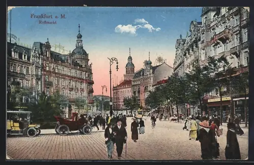 AK Frankfurt a. M., Rossmarkt, Strassenszene