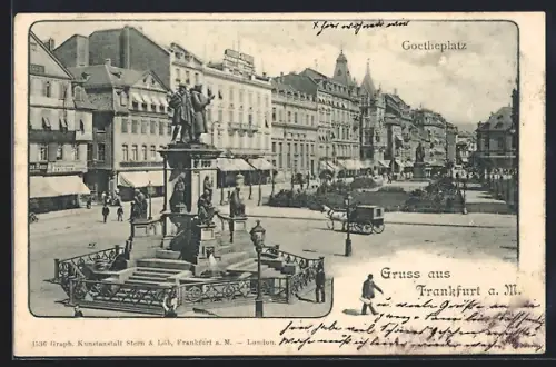 AK Frankfurt a. M., Goetheplatz, Goethe-Denkmal
