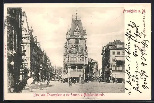AK Frankfurt a. M., Theaterplatz, Goethe- und Bockenheimerstrasse