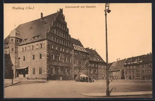 AK Freiberg /Sa., Untermarkt mit Museum