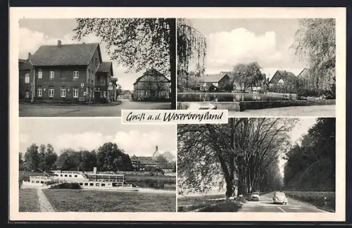 AK Grohnde /Weserbergland, Gasthaus Weisses Ross, Weserschiff, Allee
