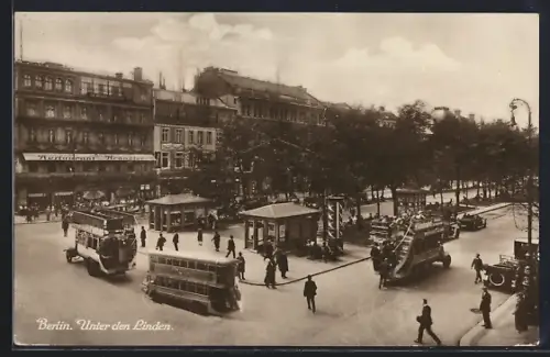 AK Berlin, Unter den Linden, Strassenbahnen