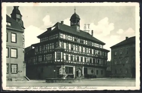 AK Vacha, Widmarkt, Rathaus mit Vitusbrunnen