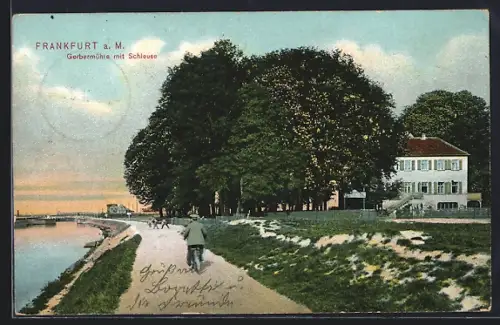 AK Frankfurt-Oberrad, Gerbermühle mit Schleuse