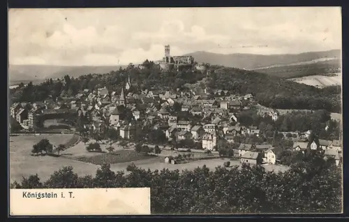 AK Königstein i. T., Ortsansicht, Burg auf dem Berg
