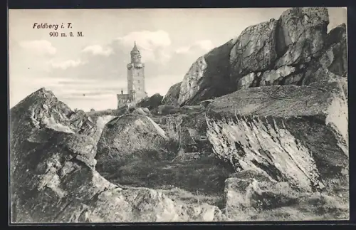 AK Feldberg i. T., Aussichtsturm, Felsen