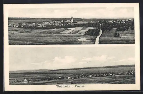 AK Wehrheim i. Taunus, Panoramaansichten des Ortes