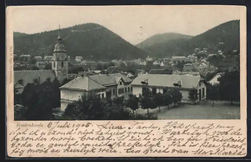 AK Friedrichroda, Ortsansicht mit Kirche und umliegenden Gebäuden