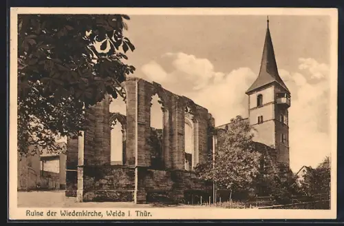 AK Weida i. Thür., Ruine der Wiedenkirche