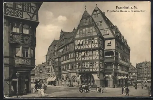 AK Frankfurt a. M., Trierische Gasse u. Braubachstrasse