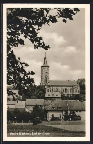 AK Hartha / Sachsen, Blick zur Kirche