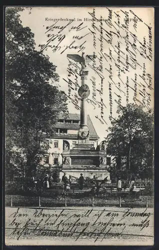 AK Erfurt, Kriegerdenkmal im Hirschgarten