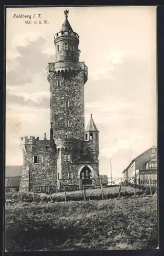 AK Feldberg i. T., Ortspartie mit Burg