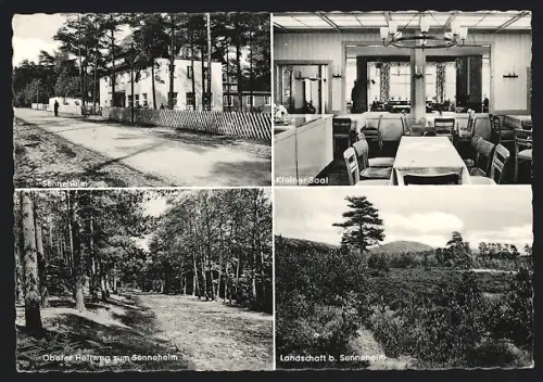 AK Senne, Gasthaus Senneheim, Ortspartien, Oberer Hellweg und Kleiner Saal