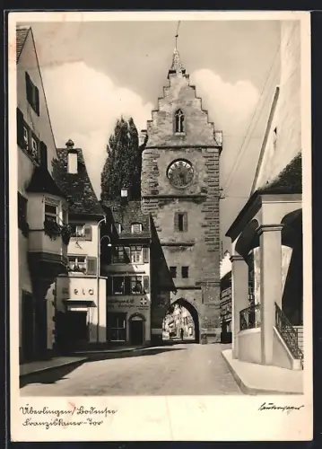 AK Überlingen /Bodensee, Strassenpartie am Franziskaner Tor