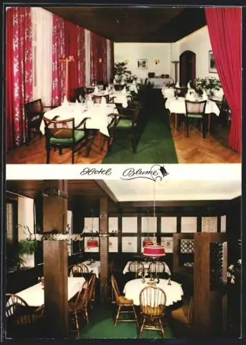 AK Rastatt /Baden, Hotel Blume, Speisesaal u. Weinstube