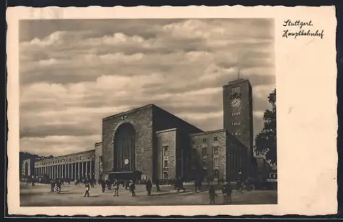 AK Stuttgart, Hauptbahnhof in der Totalen