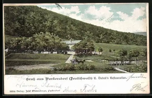 AK Purkersdorf, Deutschwald, Gasthaus Dudeks Restauration mit Umgebung