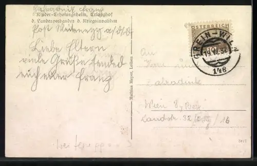 AK Weitenegg, Kinder-Erholungsheim Erlanghof des Landesverbandes der Kriegsinvaliden