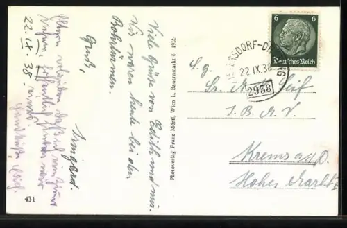 AK Zistersdorf /N. Oe., Totalansicht mit Strasse aus der Vogelschau