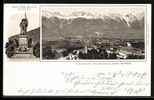 AK Innsbruck, Andre Hofer Monument am Berg Isel & Totalansicht