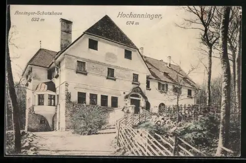 AK Anninger-Schutzhaus auf dem Hochanninger mit Zufahrt