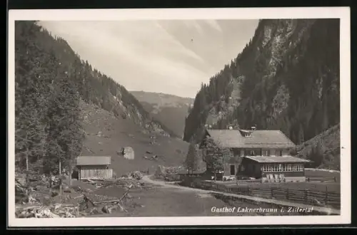 AK Mayrhofen /Tirol, Ansicht vom Gasthof Lacknerbrunn