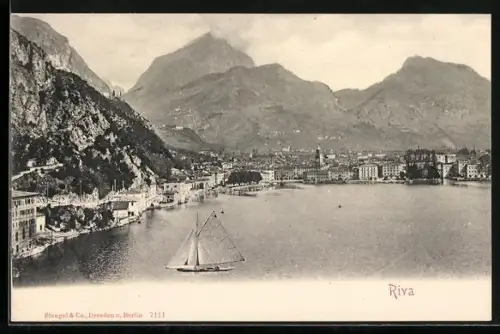 AK Riva, Totalansicht des Ortes mit Bergen