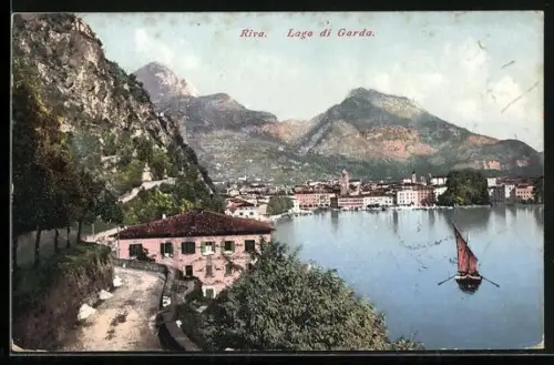 AK Riva, Blick auf die Ortschaft und den Gardasee