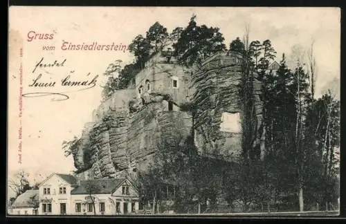 AK Bürgstein, Einsiedlerstein mit Haus