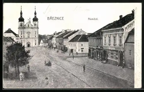 AK Breznice, Námesti, Hauptplatz mit Kirche