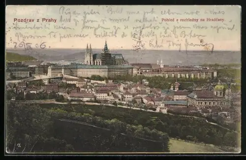 AK Prag / Praha, Blick vom Aussichtsturm auf den Hradschin