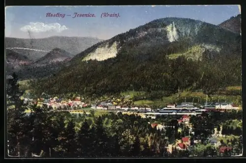 AK Assling, Panorama des Ortes aus der Vogelschau
