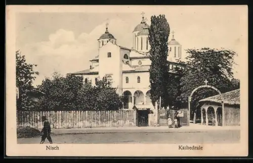AK Nisch, Blick zum Eingang der Kathedrale