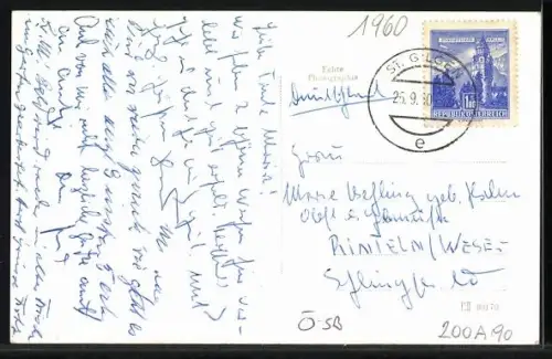 AK St. Gilgen am Wolfgangsee, Gasthof zur Post mit bemalter Wand