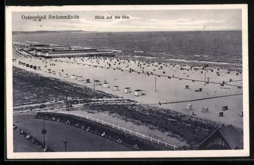 AK Ostseebad Swinemünde, Blick auf die See