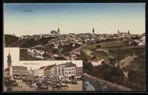 AK Znaim a. d. Thaya, Gurkenmarkt, Panorama