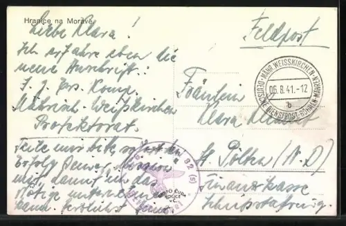 AK Hranice, Ortsansicht mit Kirche